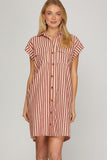 Coastal Boardwalk Stripe Shirt Dress