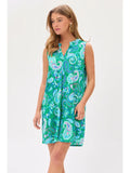 Paisley Fair Isle Sleeveless Tunic Dress - Emerald