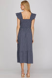Coastal Picnic Smocked Maxi Dress- Navy