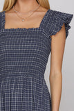 Coastal Picnic Smocked Maxi Dress- Navy