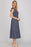 Coastal Picnic Smocked Maxi Dress- Navy