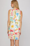 Sunset Postcard Patchwork Shift Dress