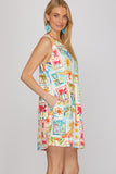 Sunset Postcard Patchwork Shift Dress