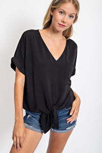 Front Tie Folded Sleeve Alice Top