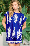 Border Print Poncho Top