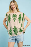 Border Print Poncho Top
