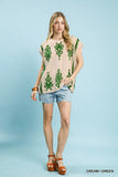 Border Print Poncho Top