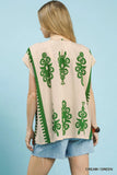 Border Print Poncho Top