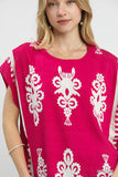 Border Print Poncho Top