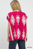 Border Print Poncho Top