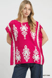 Border Print Poncho Top