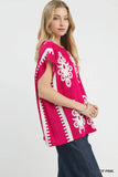 Border Print Poncho Top