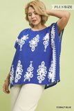 Border Print Poncho Top