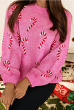Christmas Candy Cane Drop Shoulder Sweater
