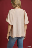 Vivian Draped Balloon Elastic Sleeve Blouse