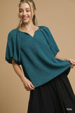Vivian Draped Balloon Elastic Sleeve Blouse