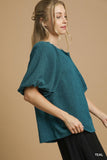Vivian Draped Balloon Elastic Sleeve Blouse