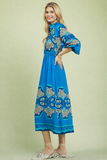 Mosaic Medallion Embroidered Midi Dress- Ecru