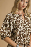 Leona Desert Leopard Puff Sleeve Blouse
