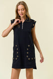 Monaco Grommet Zip Shift Dress