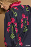 Mila Midnight Bloom Ruffle Trim Blouse