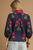 Mila Midnight Bloom Ruffle Trim Blouse