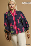 Mila Midnight Bloom Ruffle Trim Blouse