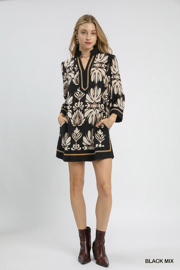 Marabella Velvet Trim Tunic Dress