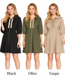 Weekend Wanderer Zip Up Smocked Waist Mini Dress