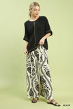 Metallic Trim Scallop Hem Poncho Top-Black