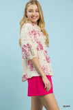 Garden Ruffle Front Blouse- Berry