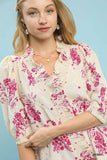 Garden Ruffle Front Blouse- Berry