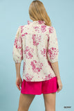Garden Ruffle Front Blouse- Berry