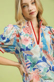 Coastal Bloom Contrast Trim Swing Dress