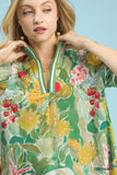 Coastal Bloom Contrast Trim Swing Dress