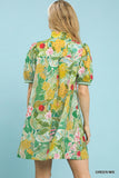 Coastal Bloom Contrast Trim Swing Dress