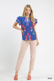 Poppy Petal Split Neck Blouse