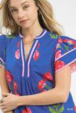 Poppy Petal Split Neck Blouse