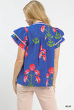 Poppy Petal Split Neck Blouse