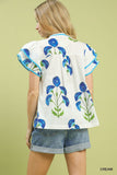 Poppy Petal Split Neck Blouse
