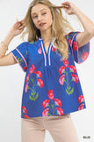 Poppy Petal Split Neck Blouse