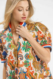 Painted Paisley Notched Neck Swing Dress