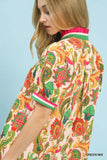 Painted Paisley Notched Neck Swing Dress