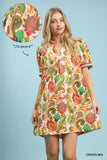 Painted Paisley Notched Neck Swing Dress