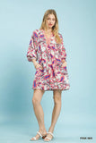Paisley Popover Puff Sleeve Dress- Mint