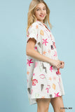 Seashell Serenade Mini Shirt Dress - Cream