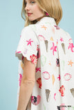 Seashell Serenade Mini Shirt Dress - Cream