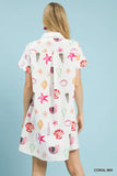 Seashell Serenade Mini Shirt Dress - Cream