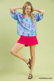 Floral Encyclopedia V-Neck Ruffle Blouse