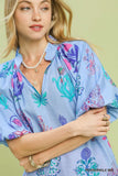 Floral Encyclopedia V-Neck Ruffle Blouse